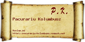 Pacurariu Kolumbusz névjegykártya